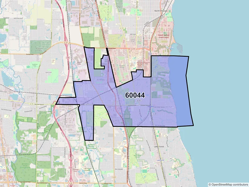 Map of ZIP Code 60044 — Lake Bluff, IL