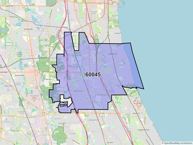 Map of ZIP Code 60045 — Lake Forest, IL