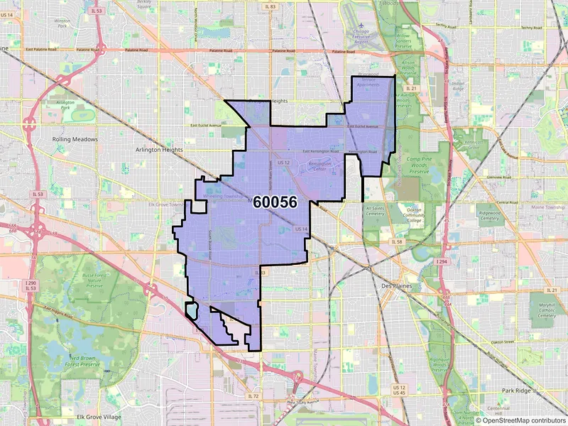 Map of ZIP Code 60056 — Mount Prospect, IL