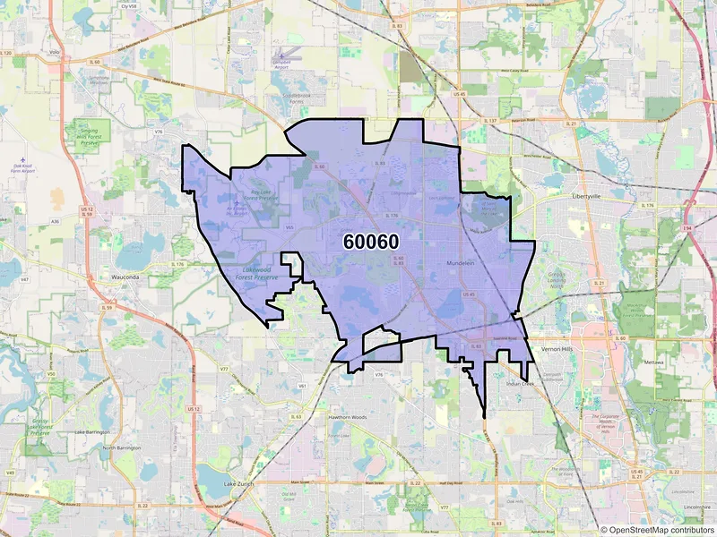 Map of ZIP Code 60060 — Mundelein, IL