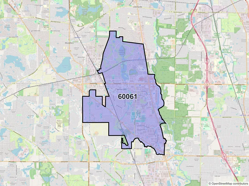 Map of ZIP Code 60061 — Vernon Hills, IL