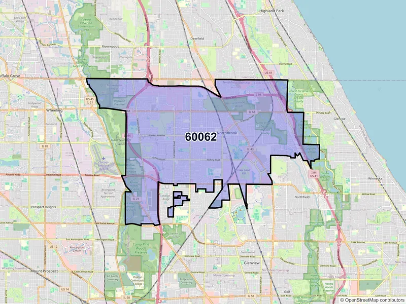 Map of ZIP Code 60062 — Northbrook, IL