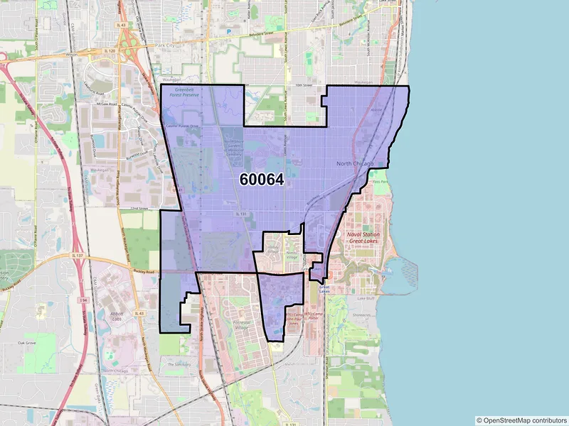 Map of ZIP Code 60064 — North Chicago, IL
