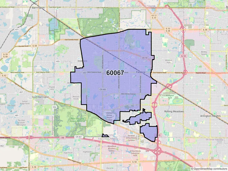Map of ZIP Code 60067 — Palatine, IL
