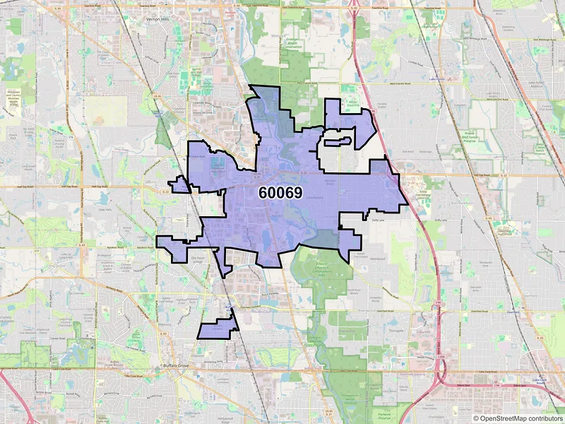 Map of ZIP Code 60069 — Lincolnshire, IL