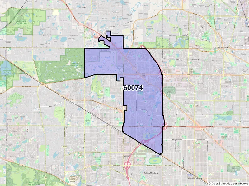 Map of ZIP Code 60074 — Palatine, IL