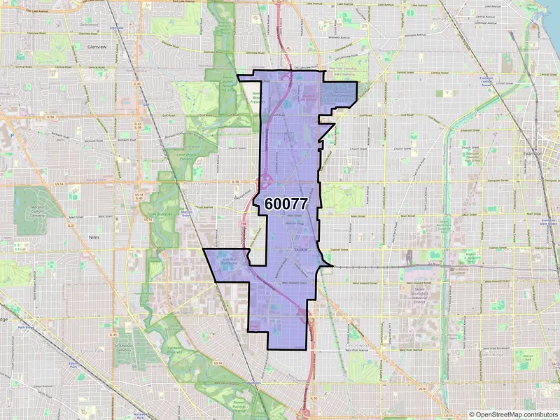 Map of ZIP Code 60077 — Skokie, IL