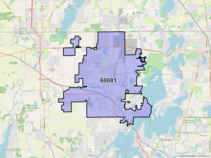 Map of ZIP Code 60081 — Spring Grove, IL