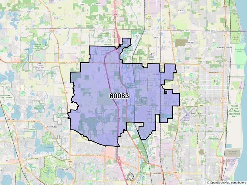Map of ZIP Code 60083 — Wadsworth, IL