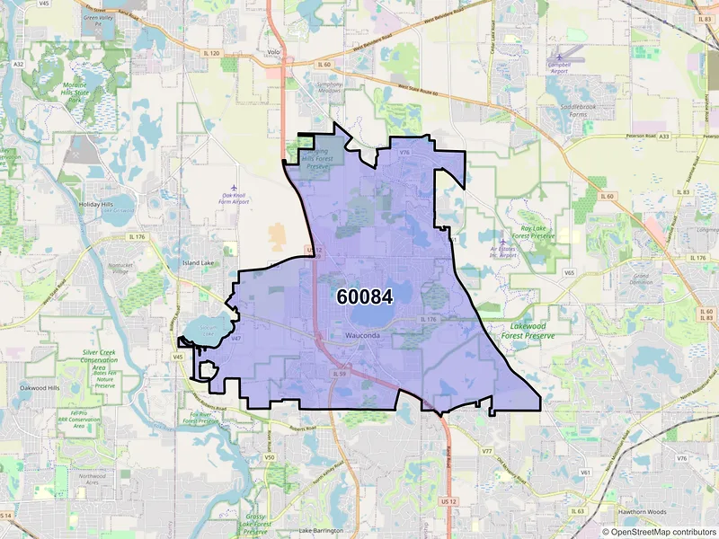 Map of ZIP Code 60084 — Wauconda, IL
