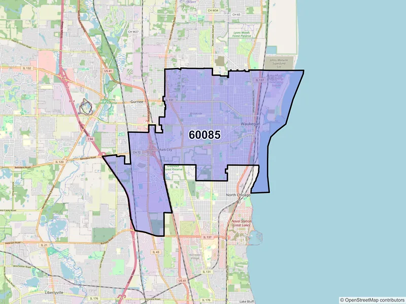 Map of ZIP Code 60085 — Waukegan, IL