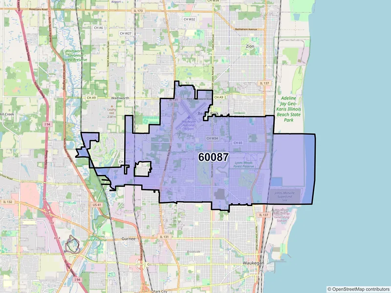 Map of ZIP Code 60087 — Waukegan, IL