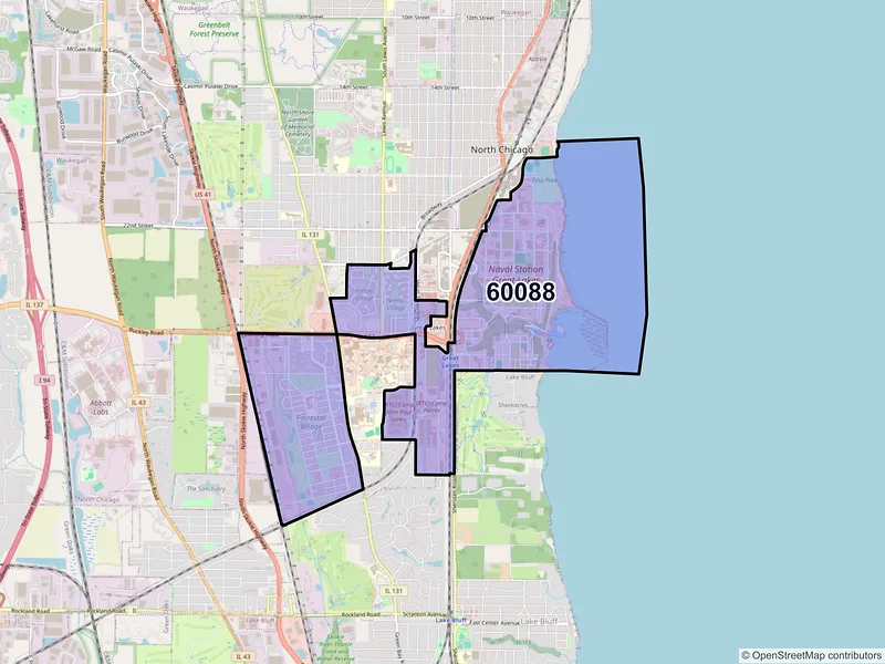 Map of ZIP Code 60088 — Great Lakes, IL