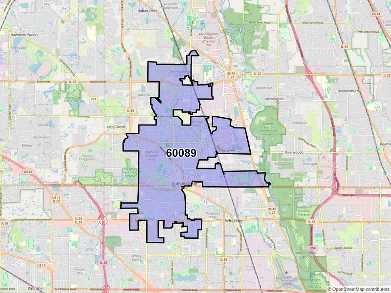Map of ZIP Code 60089 — Buffalo Grove, IL