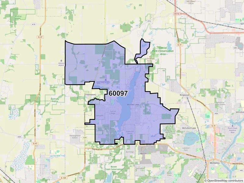 Map of ZIP Code 60097 — Wonder Lake, IL