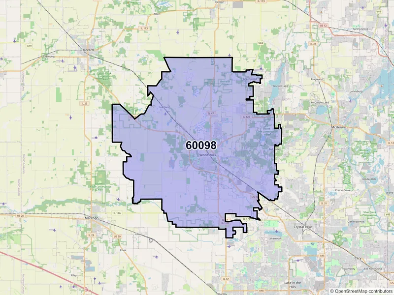 Map of ZIP Code 60098 — Woodstock, IL
