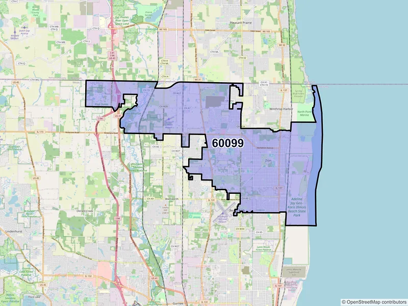 Map of ZIP Code 60099 — Zion, IL