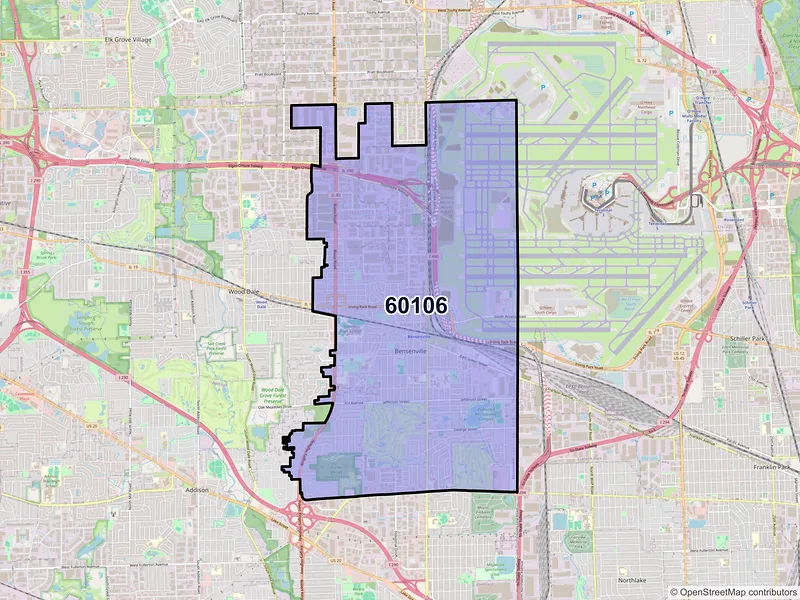 Map of ZIP Code 60106 — Bensenville, IL