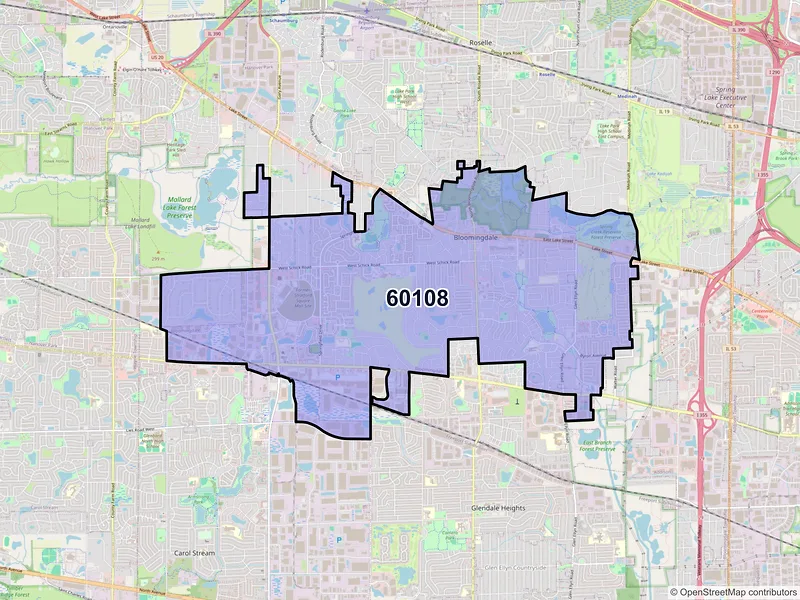 Map of ZIP Code 60108 — Bloomingdale, IL