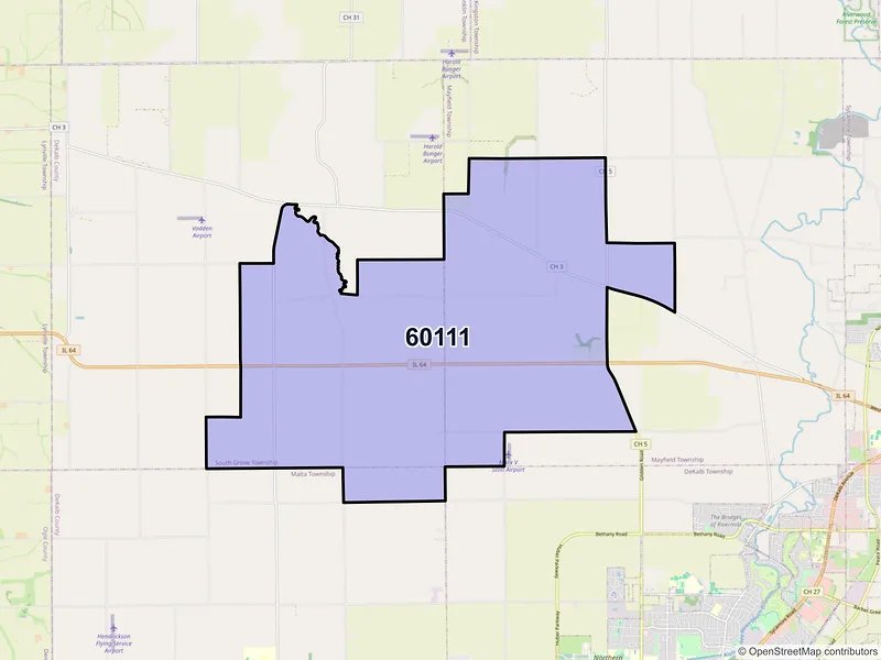 Map of ZIP Code 60111 — Clare, IL
