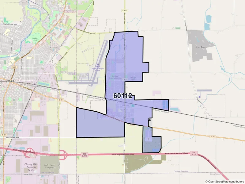 Map of ZIP Code 60112 — Cortland, IL