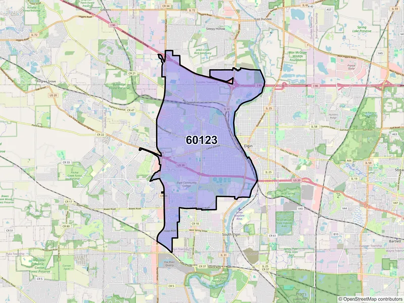Map of ZIP Code 60123 — Elgin, IL