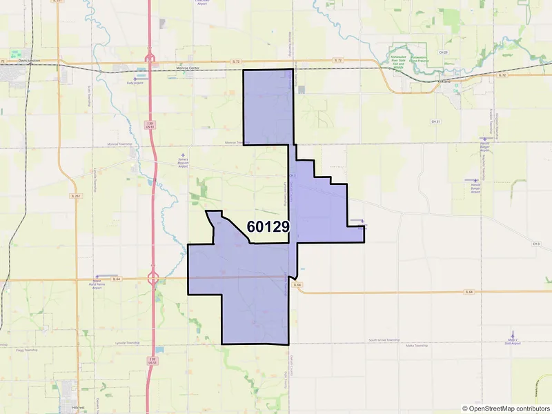 Map of ZIP Code 60129 — Esmond, IL