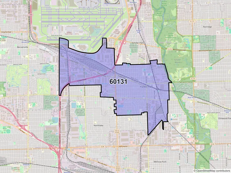 Map of ZIP Code 60131 — Franklin Park, IL