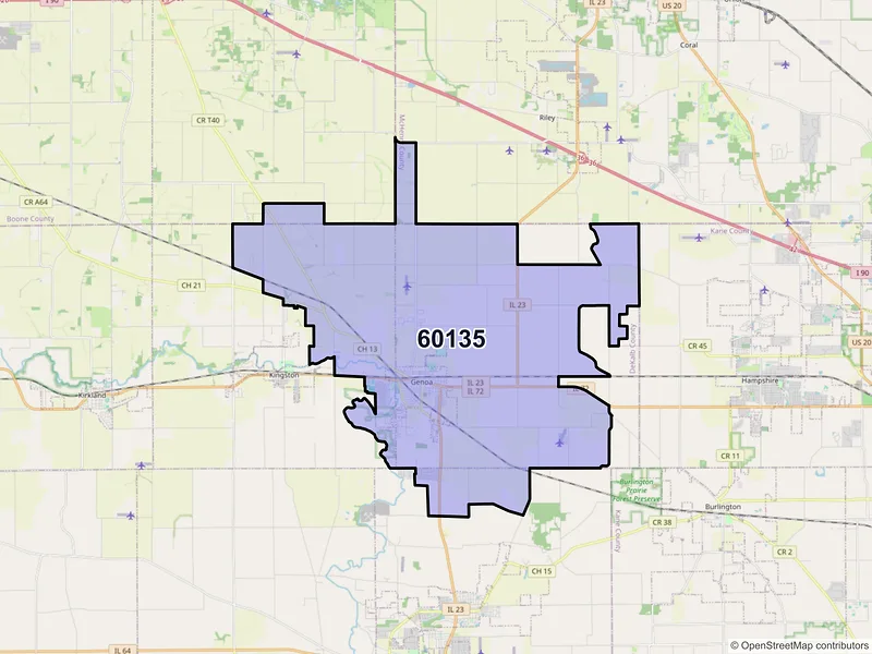 Map of ZIP Code 60135 — Genoa, IL