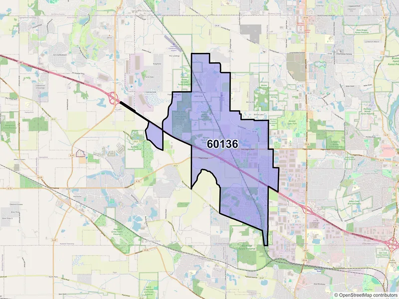 Map of ZIP Code 60136 — Gilberts, IL