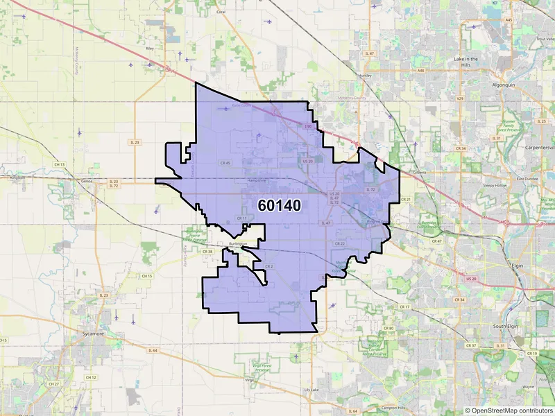 Map of ZIP Code 60140 — Hampshire, IL