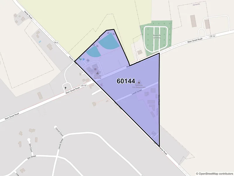 Map of Kaneville, Illinois and ZIP codes