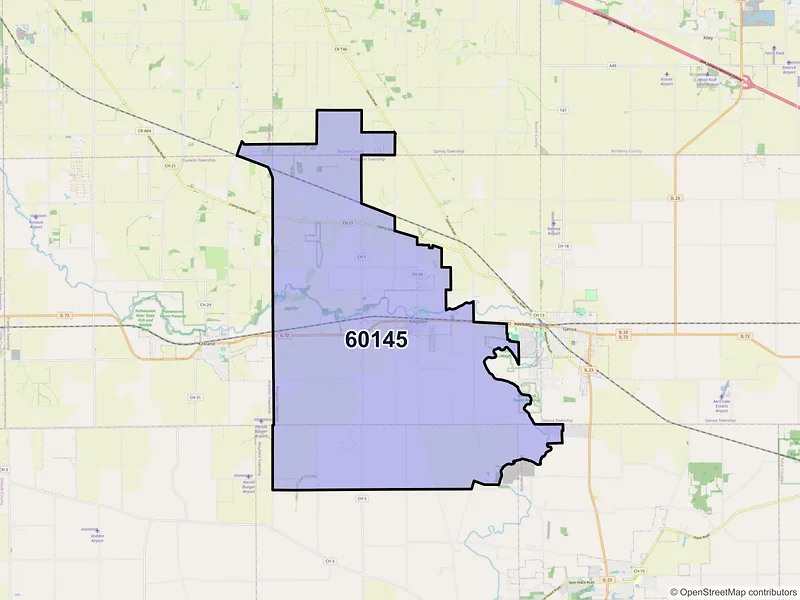 Map of ZIP Code 60145 — Kingston, IL