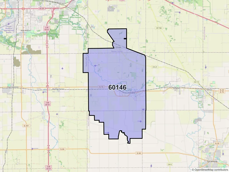 Map of ZIP Code 60146 — Kirkland, IL
