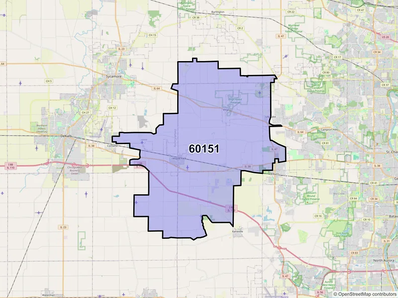 Map of ZIP Code 60151 — Maple Park, IL