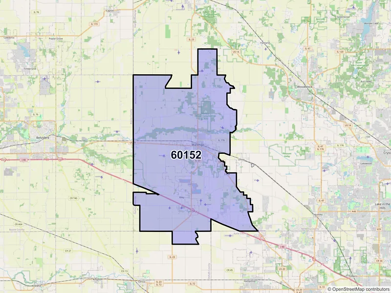 Map of ZIP Code 60152 — Marengo, IL