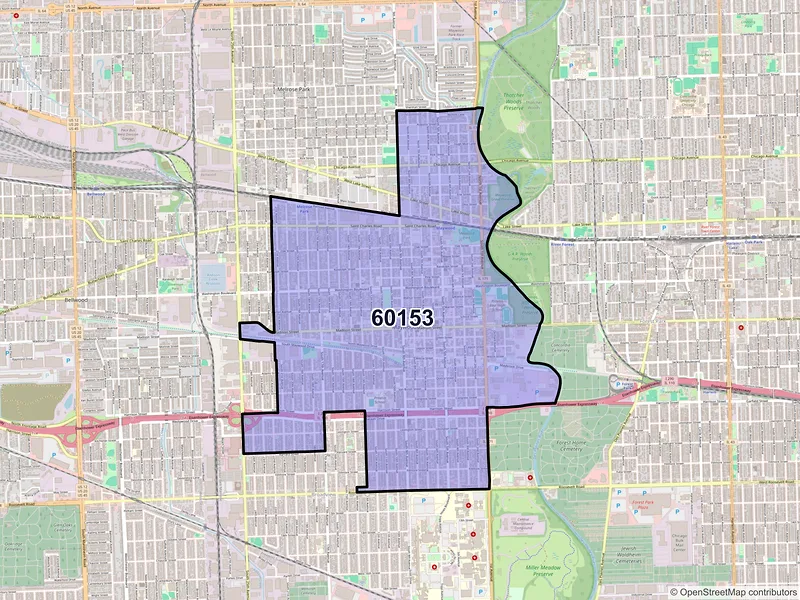 Map of ZIP Code 60153 — Maywood, IL