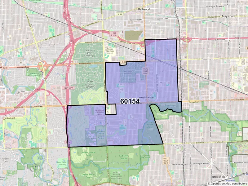 Map of ZIP Code 60154 — Westchester, IL