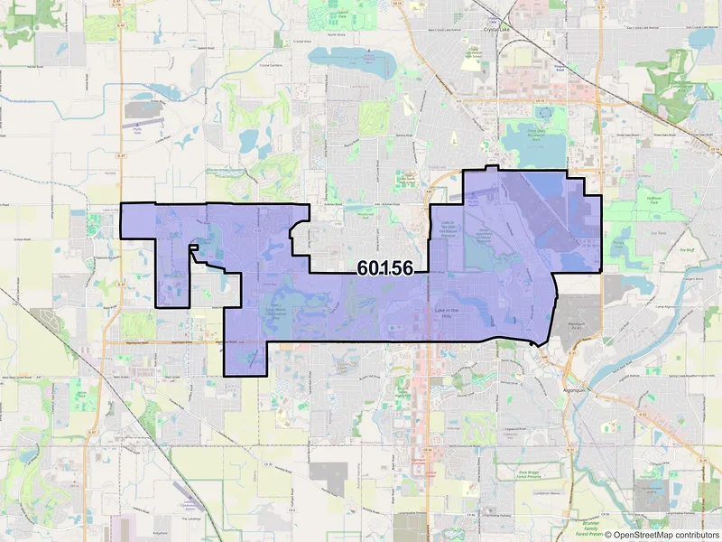 Map of ZIP Code 60156 — Lake in the Hills, IL