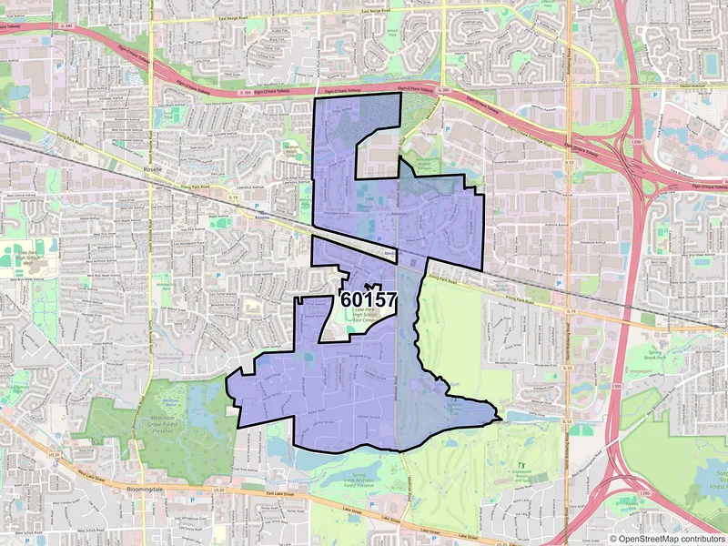 Map of Medinah, Illinois and ZIP codes