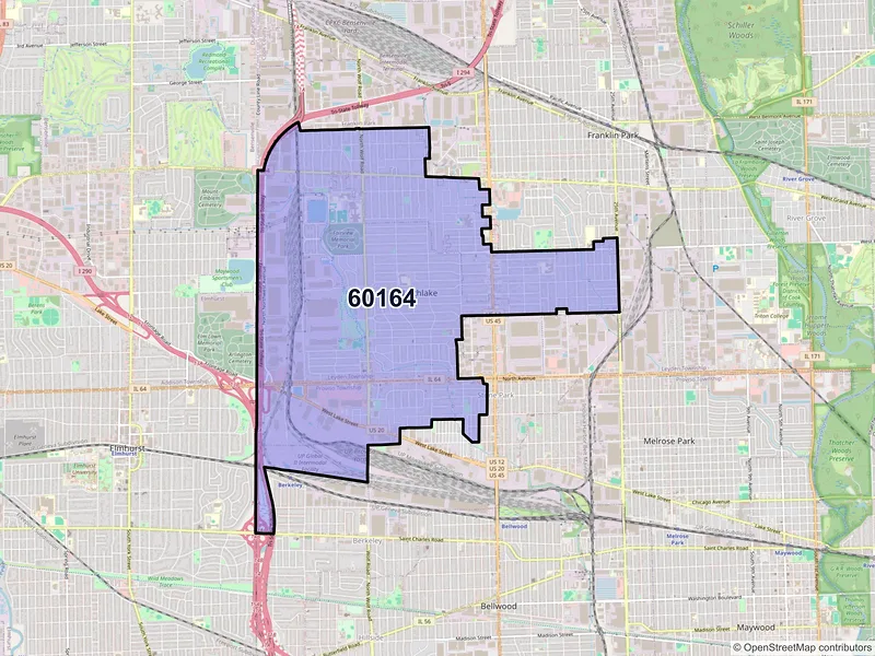 Map of ZIP Code 60164 — Melrose Park, IL