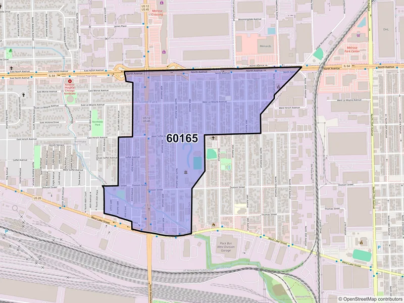 Map of ZIP Code 60165 — Stone Park, IL