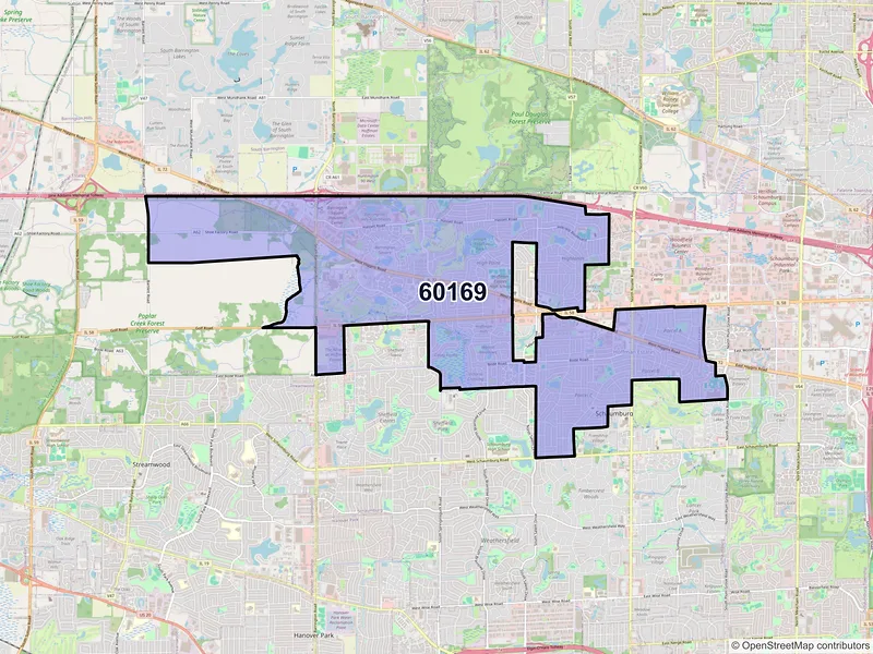 Map of ZIP Code 60169 — Hoffman Estates, IL
