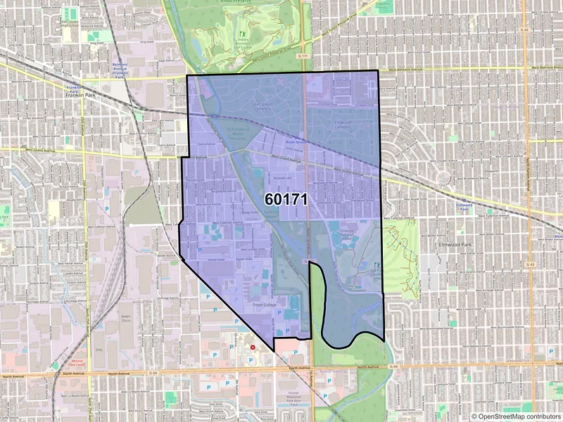 Map of ZIP Code 60171 — River Grove, IL