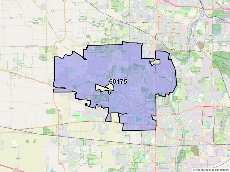 Map of ZIP Code 60175 — Saint Charles, IL