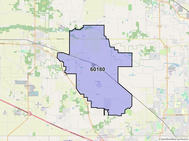Map of ZIP Code 60180 — Union, IL
