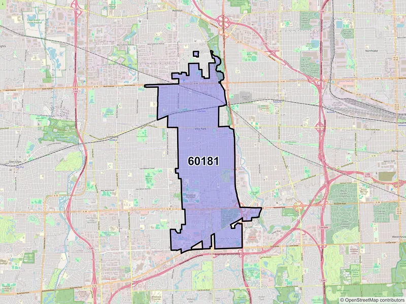 Map of ZIP Code 60181 — Villa Park, IL