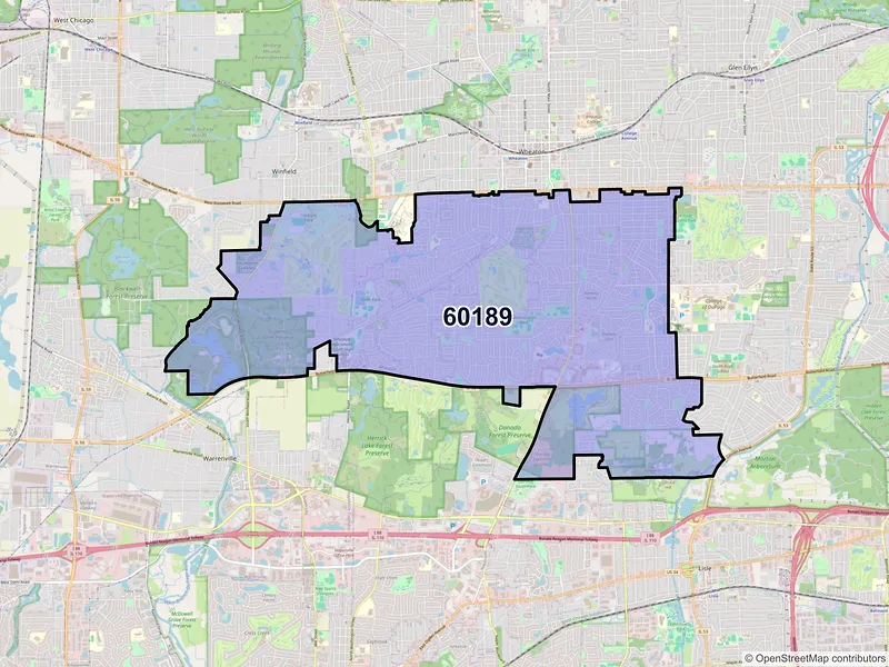 Map of ZIP Code 60189 — Wheaton, IL