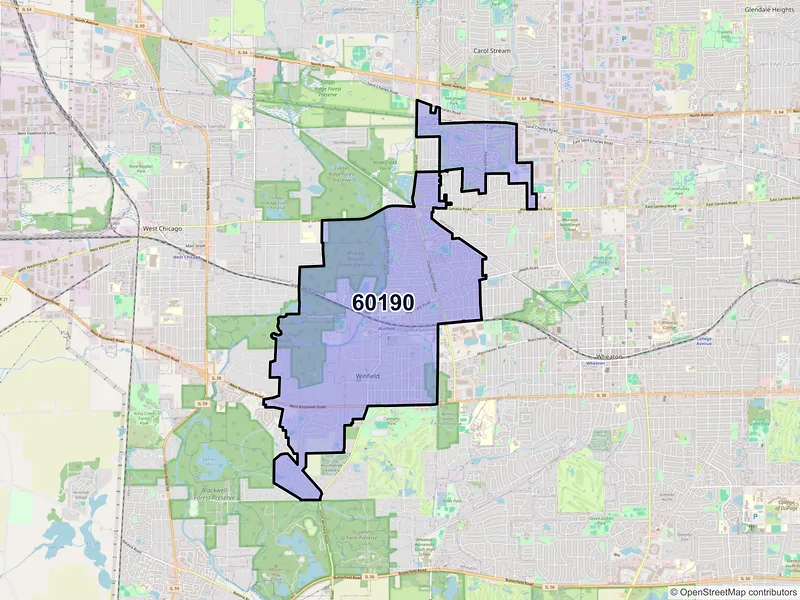 Map of ZIP Code 60190 — Winfield, IL