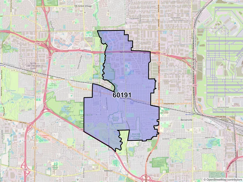 Map of ZIP Code 60191 — Wood Dale, IL